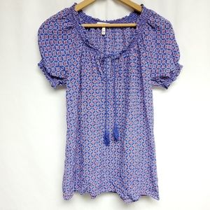 Joie masha silk tassel top red blue